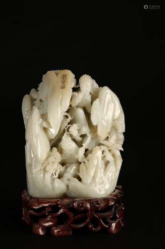 Chinese white jade mountain, Qing Dynasty