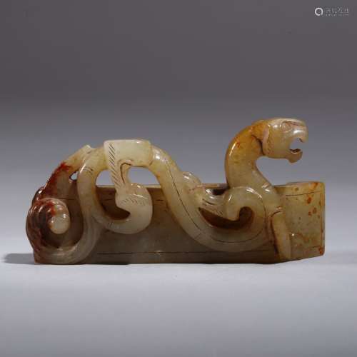 Chinese archaic jade sword decoration carved dragon
