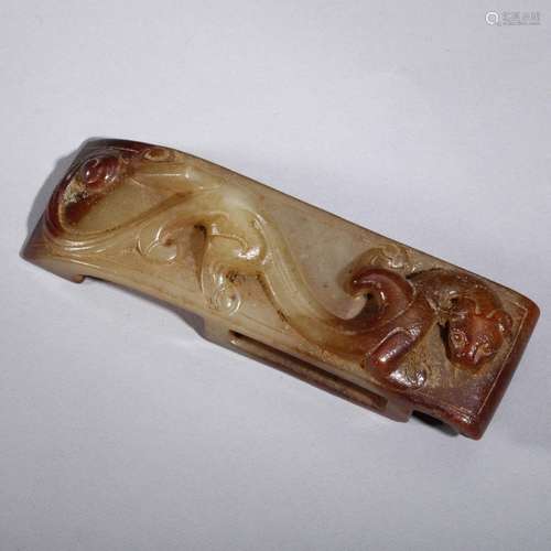 Chinese archaic jade sword decoration carved dragon