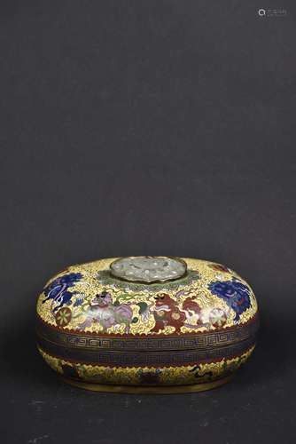 A CLOISONNE INLAID JADE BOX