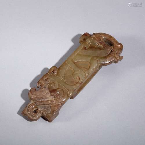 Chinese archaic jade sword decoration carved dragon