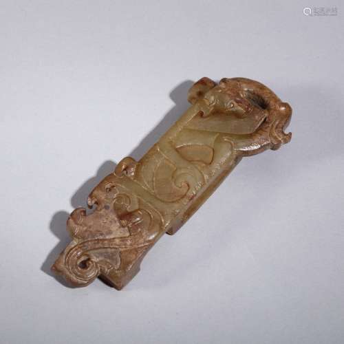Chinese archaic jade sword decoration carved dragon