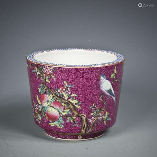 PURPLE-GLAZED FAMILLE ROSE PORCELAIN BRUSH WASHER