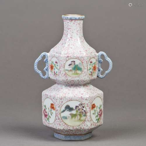 A CHINESE HEXAGONAL PORCELAIN VASE