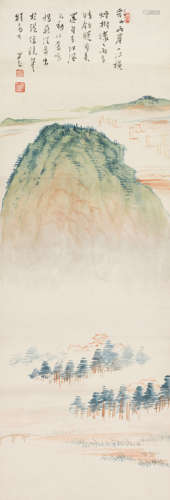 溥儒（1896～1963） 没骨山水 立轴 设色纸本