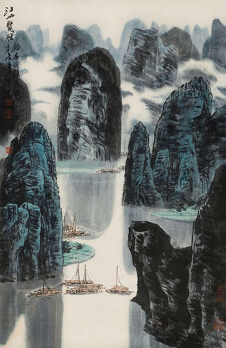 冯远（b.1952） 辛未1991年作 江山揽胜 立轴 设色纸本