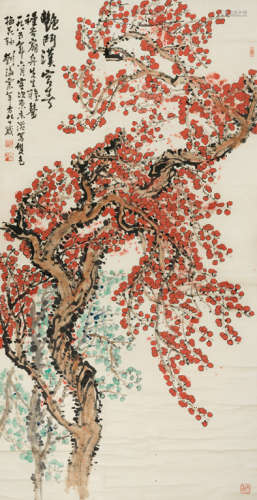 刘海粟（1896～1994） 1985年作 艳斗汉宫春 立轴 设色纸本