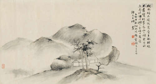 吴湖帆（1894～1968） 乙卯1915年作 山居图 横批 水墨纸本