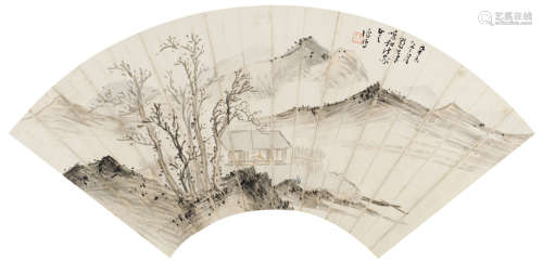 溥儒（1896～1963） 辛未1931年作 枯木寒斋图 镜框 设色纸本