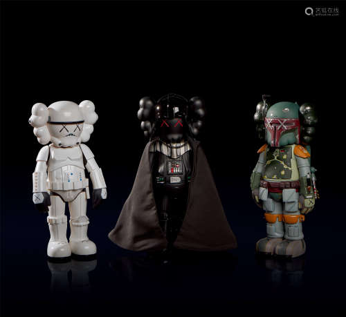 KAWS Death Vader：2007年作、Stormtrooper：2009年作、Boba Fett：2013年作 星球大战 乙烯基塑料与复合材料