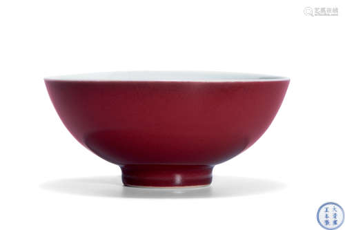 清 雍正 霁红釉碗