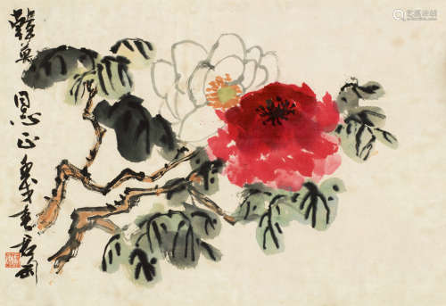 钱君匋（1907～1998） 壬戌（1982年）作 牡丹 镜心 设色纸本