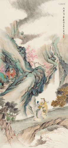吴青霞（1910～2008） 戊寅（1998年）作 采药图 立轴 设色纸本