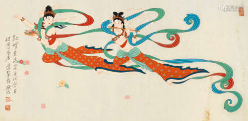 潘絜兹（1915～2002） 敦煌飞天 镜心 设色纸本