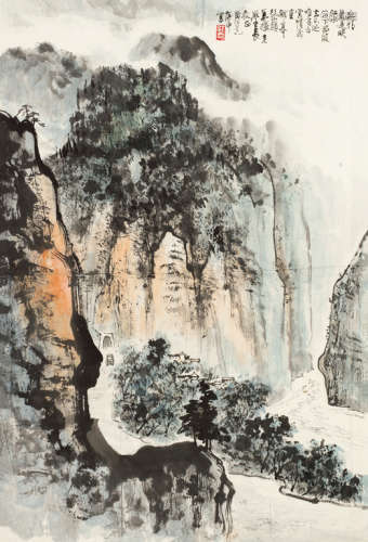 黄纯尧（1925～2007） 庚申（1980年）作 山水 立轴 设色纸本