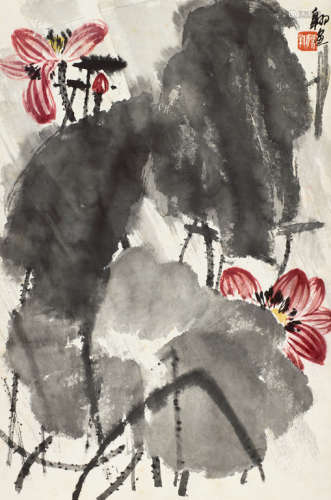 陈大羽（1912～2001） 荷花 立轴 设色纸本