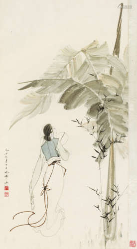 胡也佛（1908～1980） 己丑（1949年）作 妆芳春圃图 立轴 设色纸本