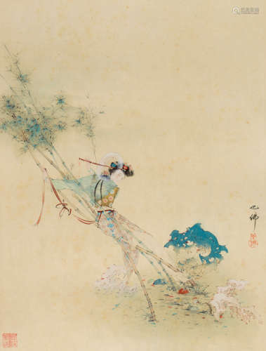 胡也佛（1908～1980） 仕女 镜心 设色绢本