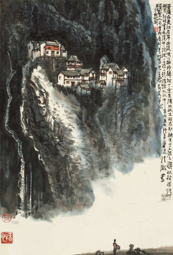 李行简（b.1937） 壬戌（1982年）作 香溪写生 镜心 设色纸本