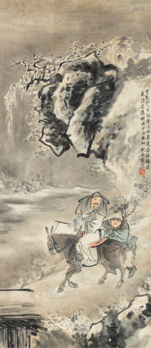苏六朋（1791～1862） 甲戌（1814年）作 踏雪寻梅 立轴 设色纸本