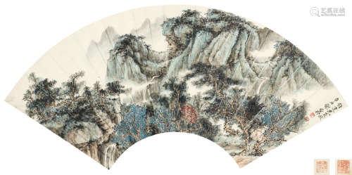 谢稚柳（1910～1997） 辛丑（1961年）作 山水扇面 镜心 设色纸本