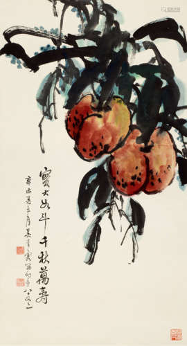吴青霞（1910～2008） 辛未（2001年）作 千秋万寿 立轴 设色纸本