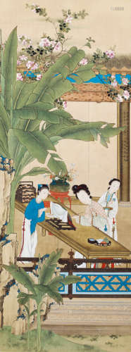 黄均（1775～1850） 乙未（1835年）作 芭蕉仕女 镜心 设色绢本