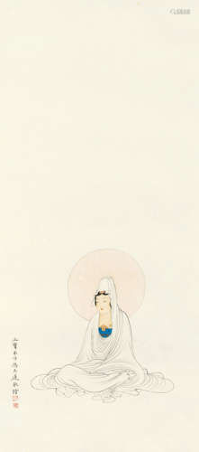 冯忠莲（1918～2001） 观音 镜框 设色纸本