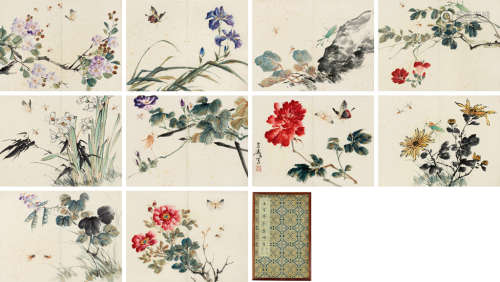 王雪涛（1903～1982） 花卉草虫册 册页 设色纸本