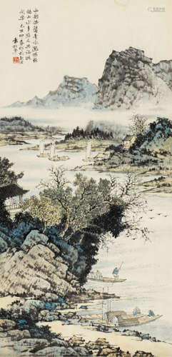 袁松年（1895～1966） 己丑（1949年）作 山水 立轴 设色纸本