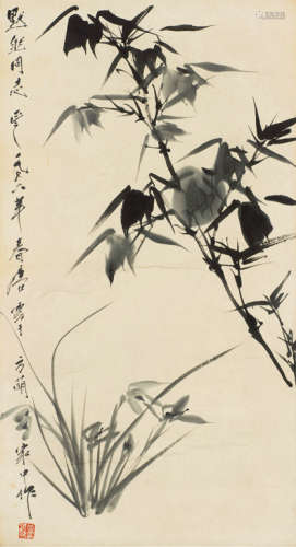 唐云（1910～1993） 1976年作 双清图 立轴 水墨纸本
