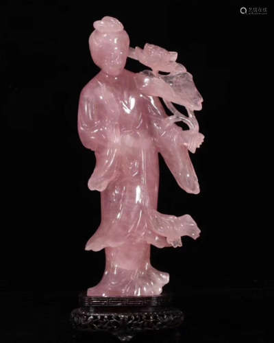 A CRYSTAL MOLDED LADY STATUE