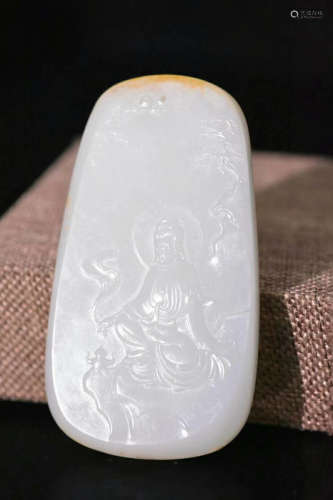 A HETIAN JADE GUANYIN TABLET