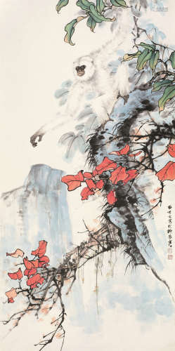 田世光（1916～1999） 仙猿指路 镜心 纸本设色