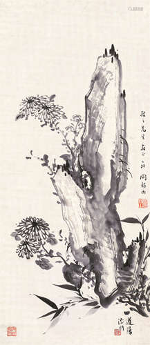 阎锡山 张道藩（1883～1960） 1939年作 菊石图 立轴 纸本水墨