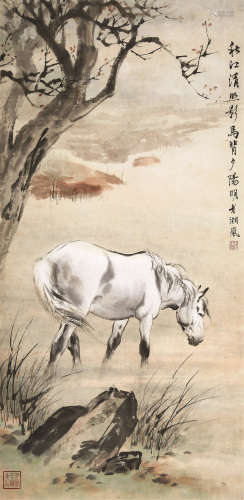 戈湘岚（1904～1964） 秋江夕照 镜心 设色纸本