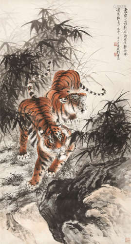 张善孖（1882～1940） 1931年作 双虎图 镜心 设色纸本