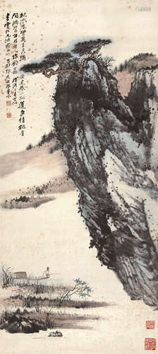 张大千（1899～1983） 1938年作 秋江闲钓 镜心 设色纸本