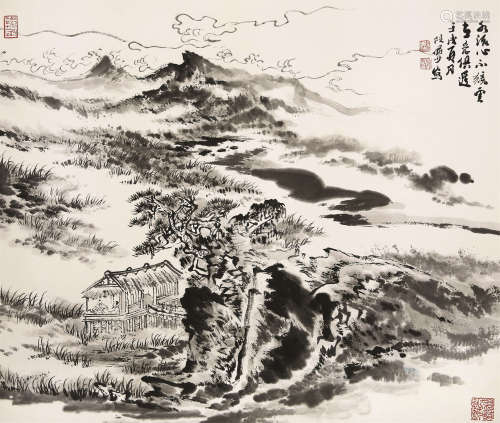 陆俨少（1909～1993） 1982年作 云山幽居 镜心 水墨纸本