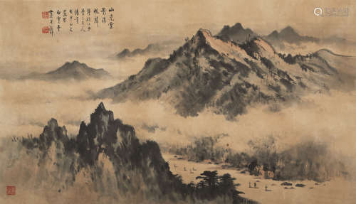 黄君璧（1898～1991） 1968年作 山光云影满归帆 镜心 水墨纸本