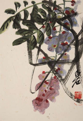 齐白石（1864～1957） 紫藤 镜心 设色纸本