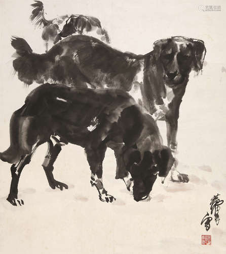 黄胄（1925～1997） 母子图 镜心 水墨纸本