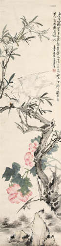朱偁（1826～1900） 芙蓉水禽 立轴 设色纸本