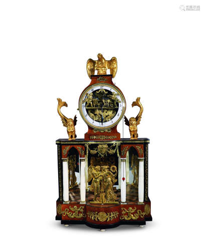 约1830年作 奥地利 帝政风格 铜鎏金活动人偶座钟
