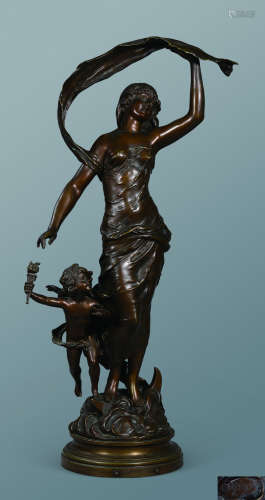 Auguste Moreau 莫罗 1897年作 法国 青铜人物雕塑“黄昏”Auguste Moreau 莫罗作品