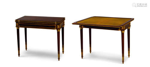 约1880年作 法国 路易十六风格 铜鎏金桃花心木游戏桌