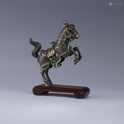 GILT BRONZE ENAMELED CASTING -GALLOPING HORSE