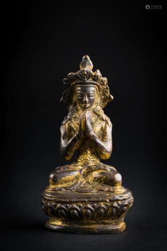 Himalayan Art A small gilt bronze figure of a bodhisattva Nepal, 20th century
