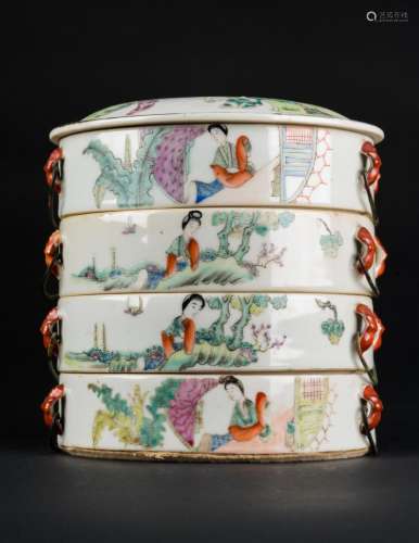 Chinese Art A famille rose porcelain four layer food box China, 20th century