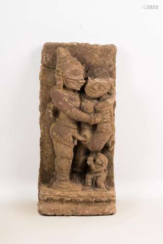 Indian Art A sandstone sculpture depicting an erotic scene (maithuna) India, Orissa, 13th-15th century